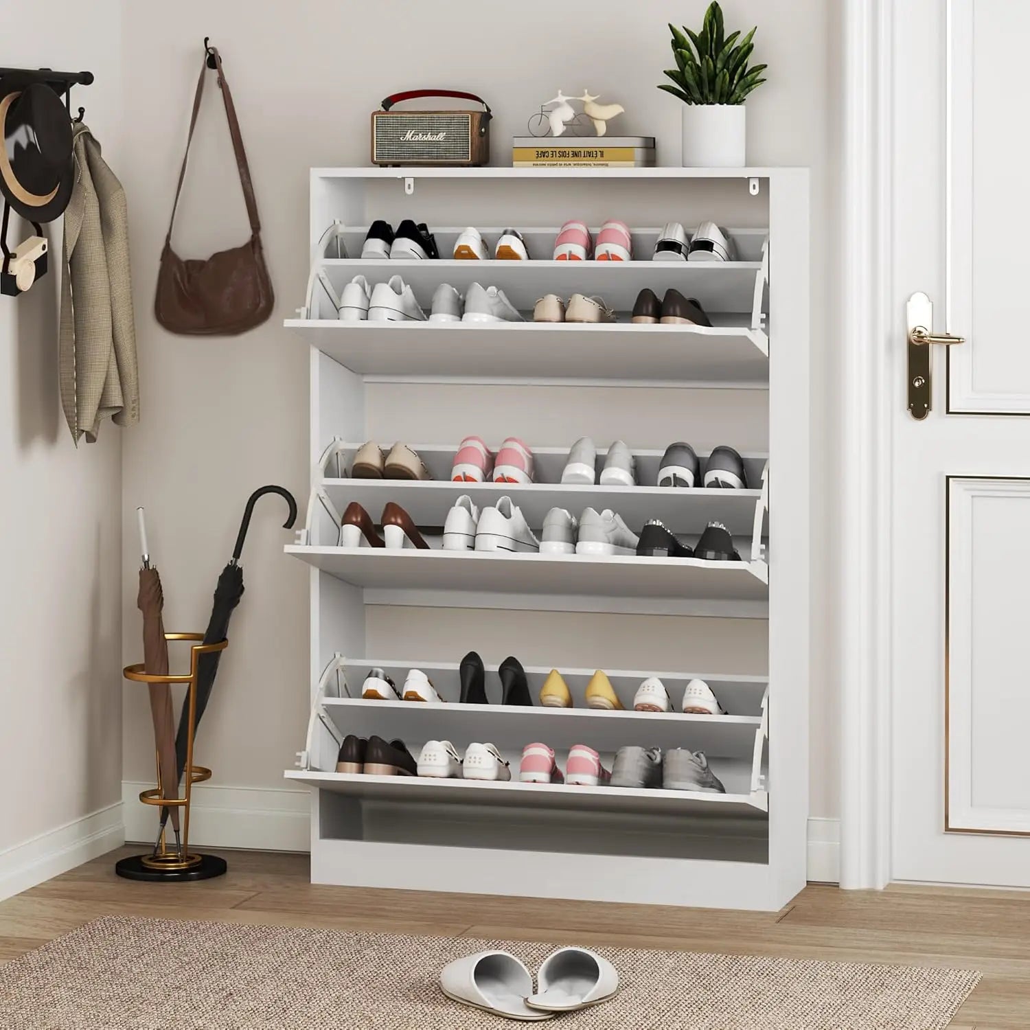 Shoe Cabinet with 3 Flip Drawers, Hidden Wood Shoe Cabinet,Freestanding Shoe Storage Cabinet for Entryway, Customized