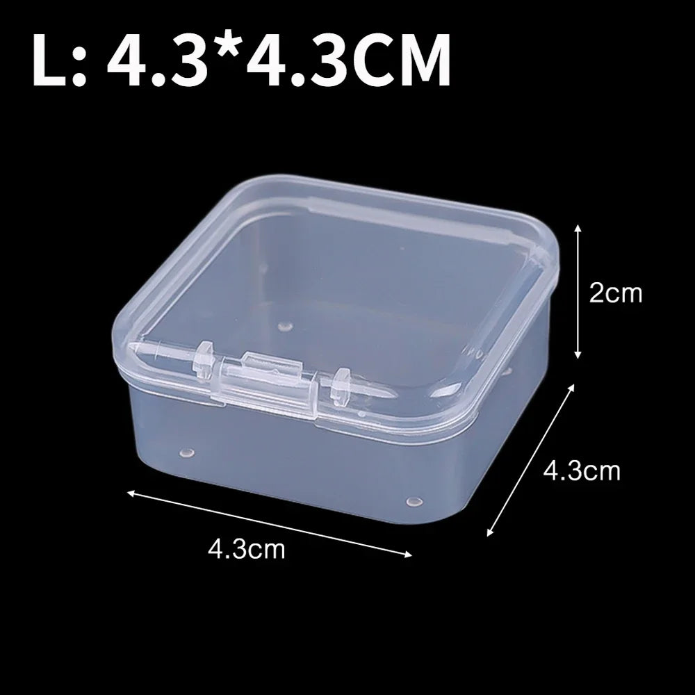 60/6PCS Mini Storage Box Transparent Plastic Jewelry Storage Box Container Portable Earring Ring Earplugs Packaging Storage 2042