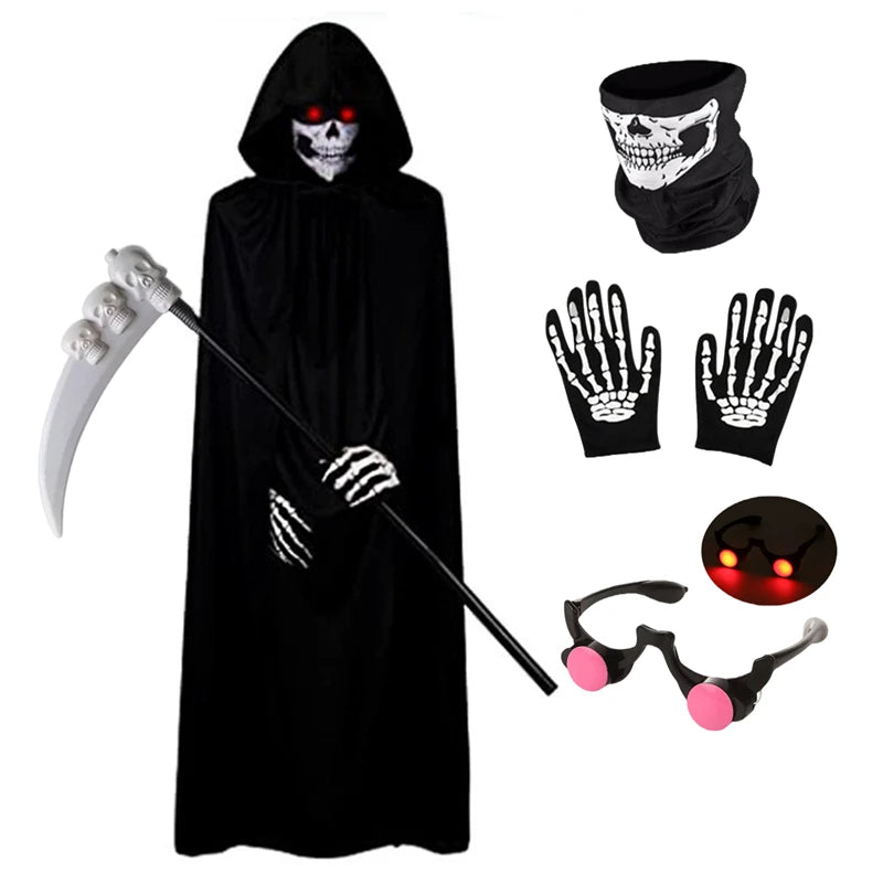 Kids’ Grim Reaper Halloween Costume – Red-Eye Design