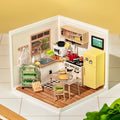 Robotime Rolife Happy Meals Kitchen DIY Miniature House Kit 3D Puzzle Building Blocks Gift Kids Adults