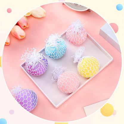 Colorful Mesh Grape Squeeze Balls Rainbow Squishy Ball Sensory Stress Ball Fidget Toys for Stress Relief Office Birthday Gift