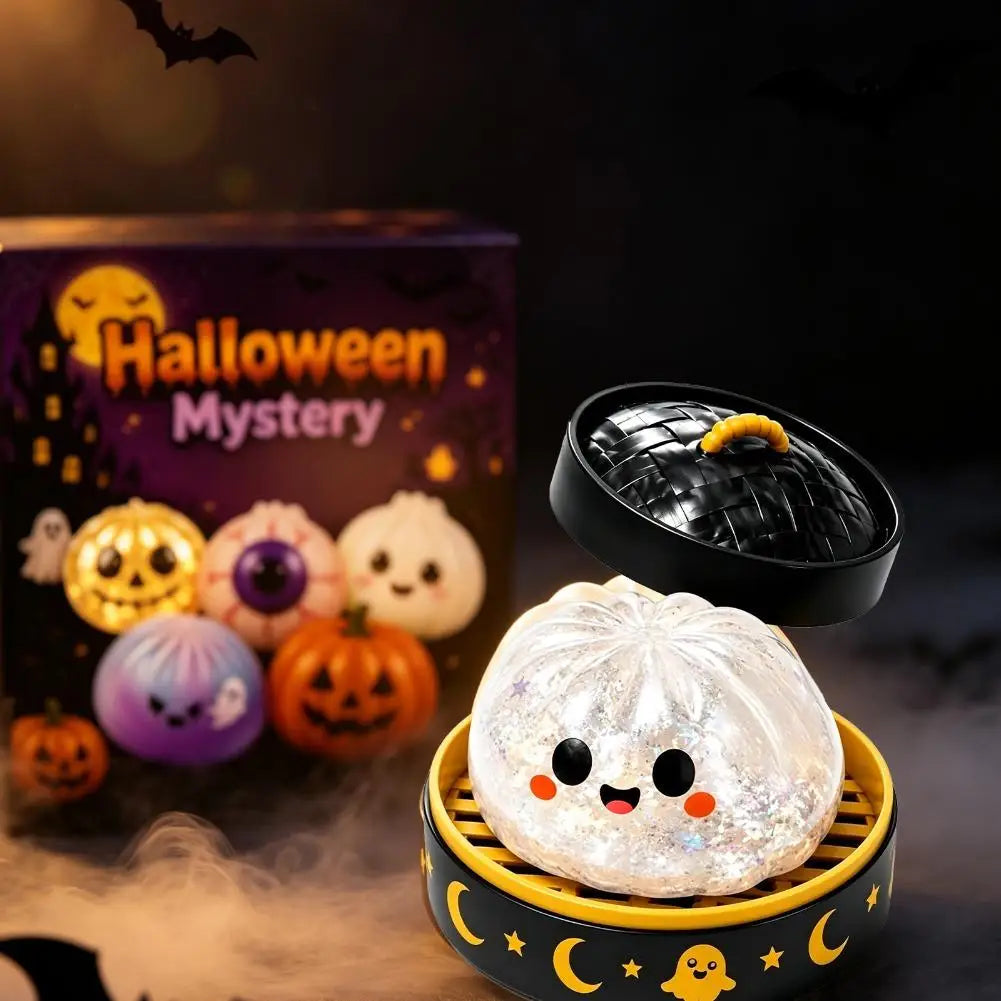 5.5 cm Halloween Dumpling Squishy Toy in Steamer, Slow-Rising Squeeze Toy