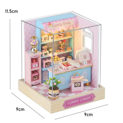 Kitten Mini Dollhouse 3D Puzzle Assembly Kit Creative Bedroom Decor with Furniture Wooden Craft Gift