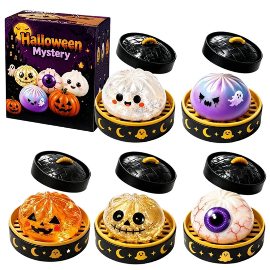 5.5 cm Halloween Dumpling Squishy Toy in Steamer, Slow-Rising Squeeze Toy