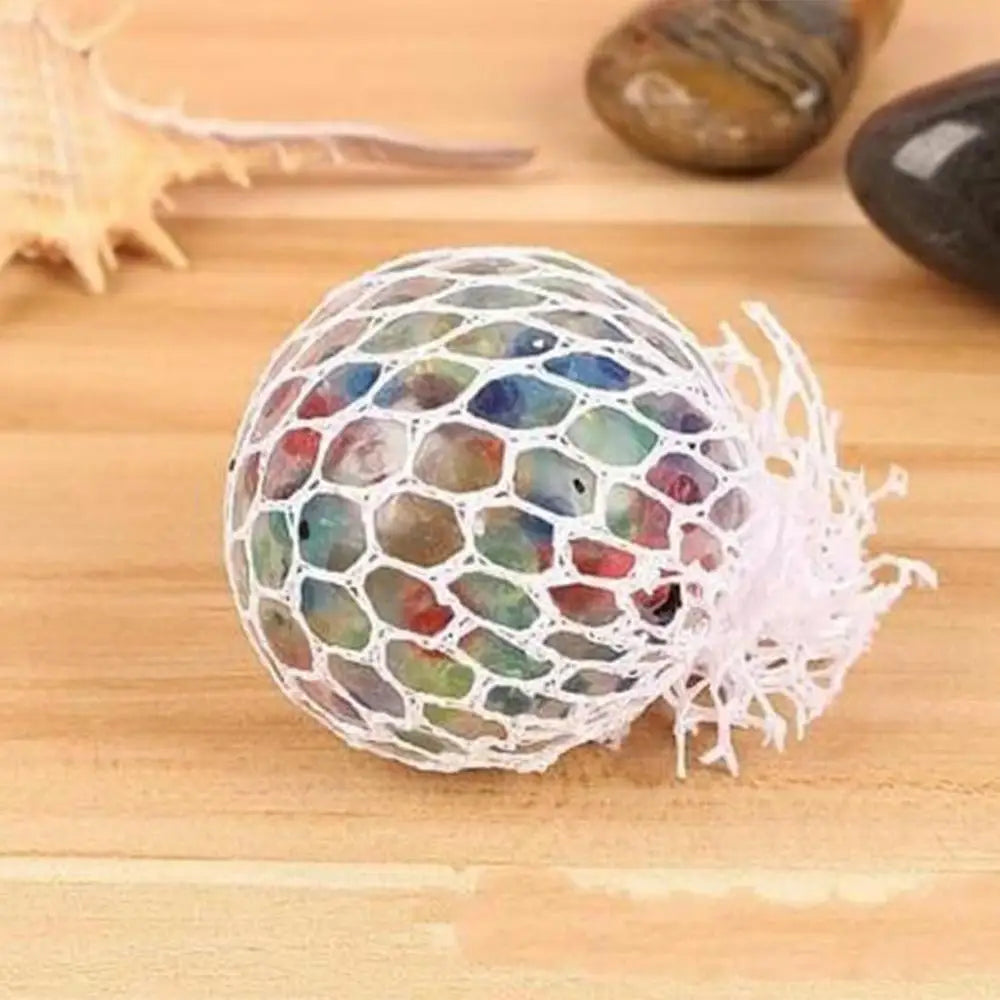 Stress Relieve Rainbow Squeeze Toys Rainbow Mesh Ball Stress Squeeze Grape Toys Soft Elastic Anxiety Relief Stress Ball