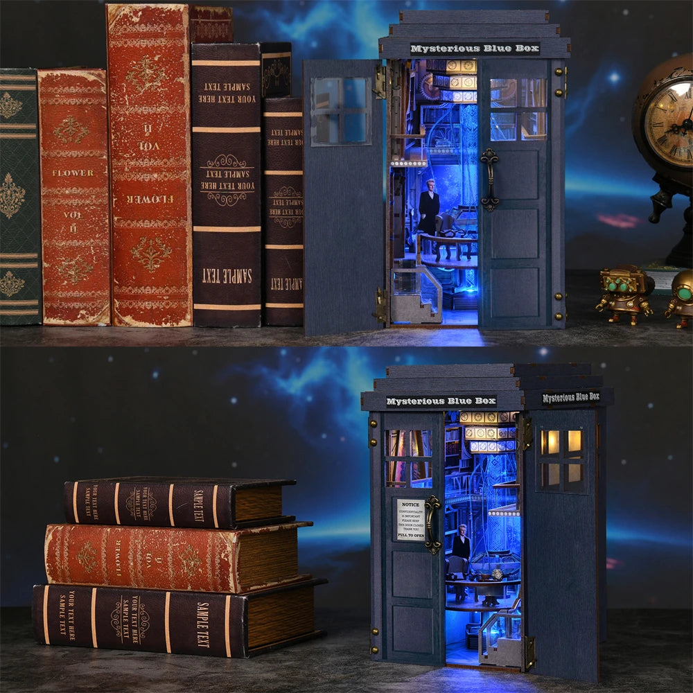Robotime Book Nook Kit Mysterious Telephone Booth DIY Wooden Puzzle Bookshelf Insert Decor Gift