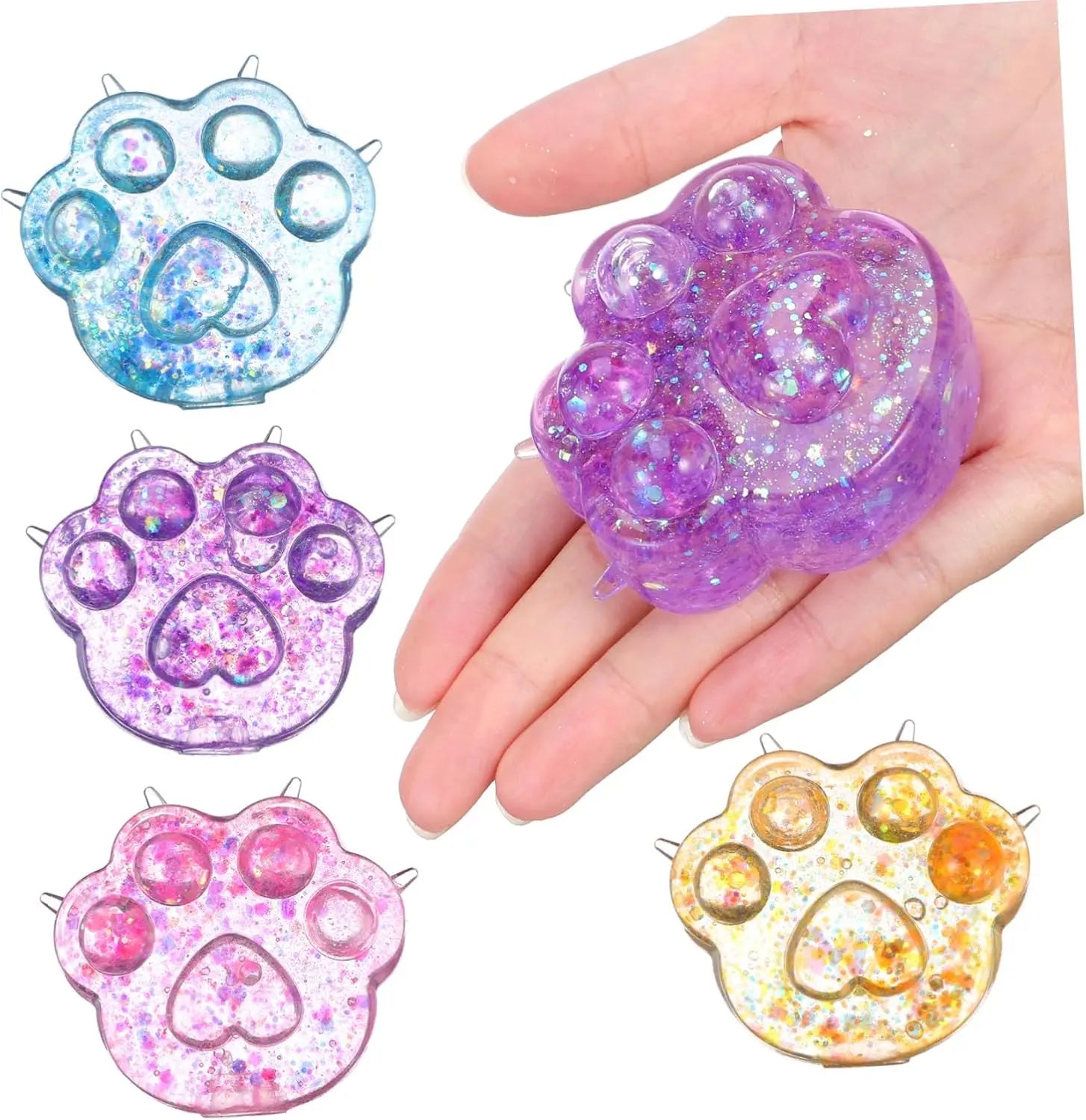Squishy Sequin Maltose Cat Paw Slow Rebound Squeeze Toys Stress Relief Fidget Toys for Adults Decompression Sensory Toys