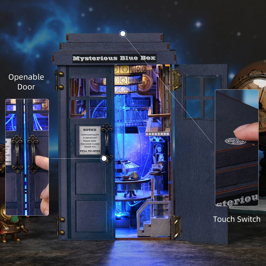 Robotime Book Nook Kit Mysterious Telephone Booth DIY Wooden Puzzle Bookshelf Insert Decor Gift
