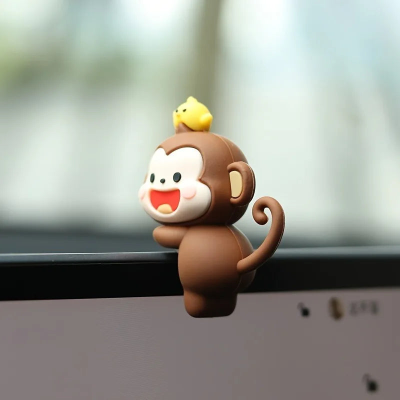 1/2pcs Cute Mini Monkey Car Pendant - PVC material, suitable for rearview mirror and dashboard decoration