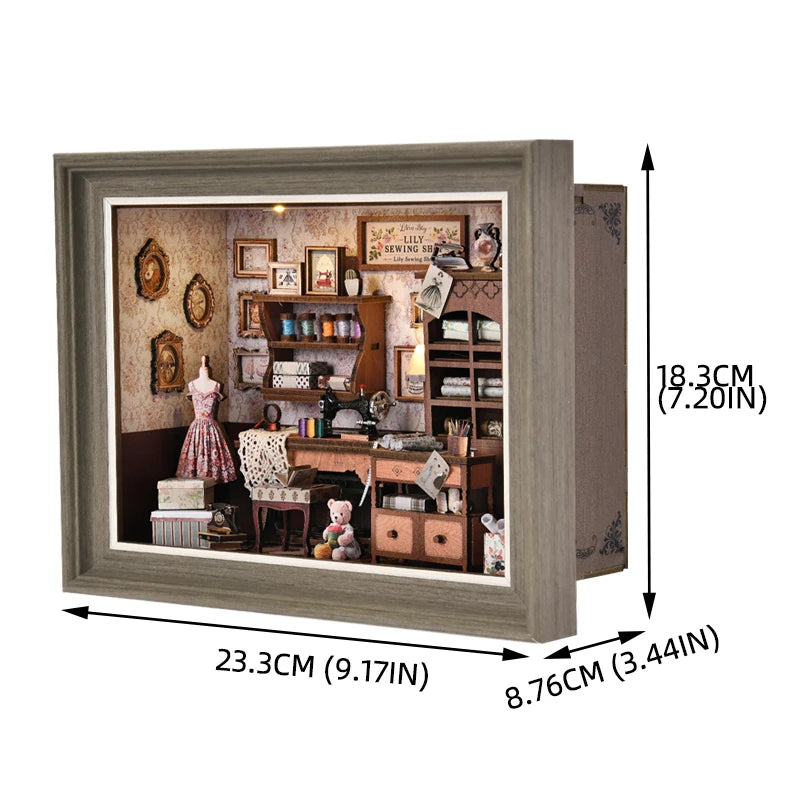 Robotime Book Nook Kit Tailor's Shop DIY Wooden Puzzle Bookshelf Insert Decor Gift for Adults Teens