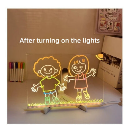 LED Light Up Doodle Pad Reusable Erasable Fluorescent Drawing Board Kids Art Painting Toy Party Gift