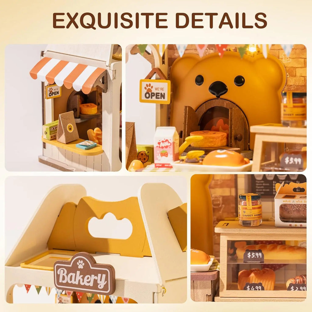 Robotime Rolife Food Box Shop DIY Miniature Dollhouse Kit with LED Diorama Building Set Gift Adults