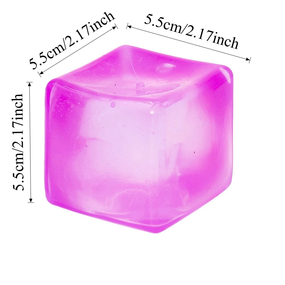 Ice Cube Squishy Fidget Toy Soft Sensory Squeeze 1pc Orange Pink Purple Blue