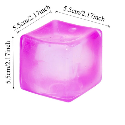 Ice Cube Squishy Fidget Toy Soft Sensory Squeeze 1pc Orange Pink Purple Blue