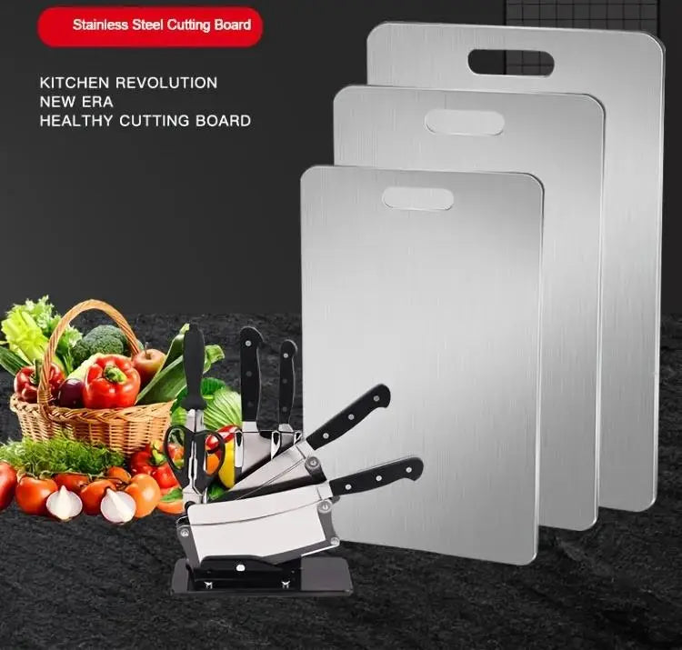 Stainless Steel 3pcs Cutting Boards - BPA-Free Dishwasher Safe Non-Slip Kitchen Boards w/Juice Groove 2030