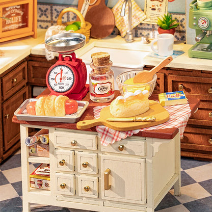Robotime Rolife Baking Kitchen DIY Miniature Dollhouse Kit DG172 Gift for Women Girls Craft Hobby