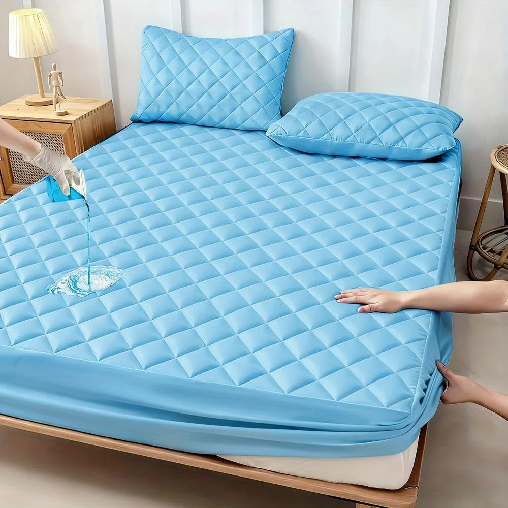 Waterproof Mattress Protector Premium - Quilted Polyester All-Season Cooling and Noiseless