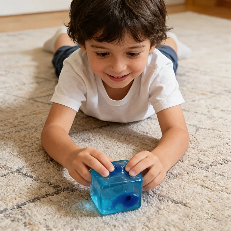 Squishy Ocean Cube | Fun blue slow-rising squishy toys, school rewards, squeezeable for stress relief, portable relaxing fidget squeezers, ideal for Easter, Valentine's Day and Christmas; random colors and styles