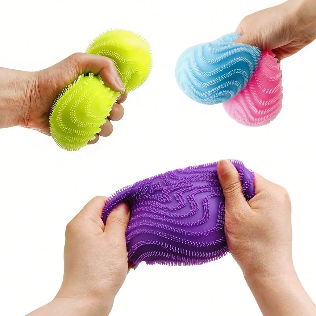 Fuzz Ball Sensory Squeeze Toy NeeDoh Sensory Squeeze Toy Wonder Waves Textured Stress Relief Fidget Ball