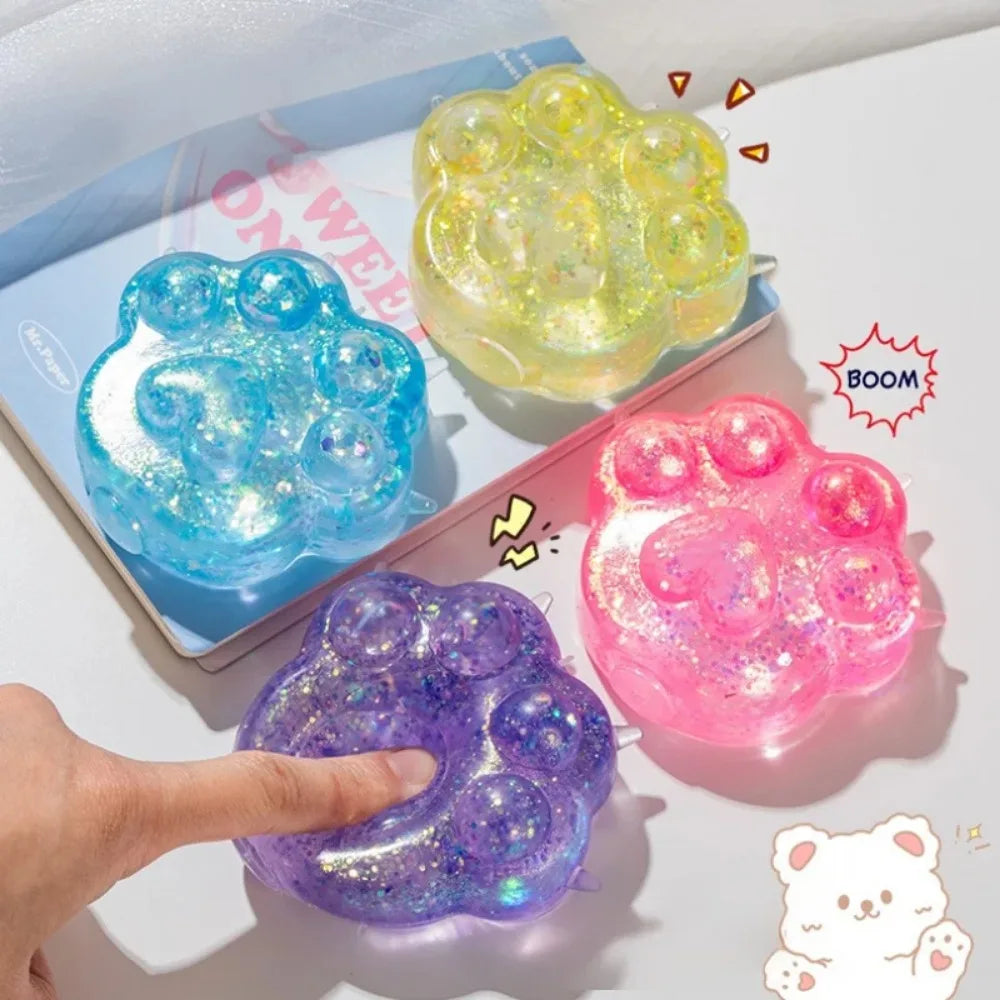 Squishy Sequin Maltose Cat Paw Slow Rebound Squeeze Toys Stress Relief Fidget Toys for Adults Decompression Sensory Toys
