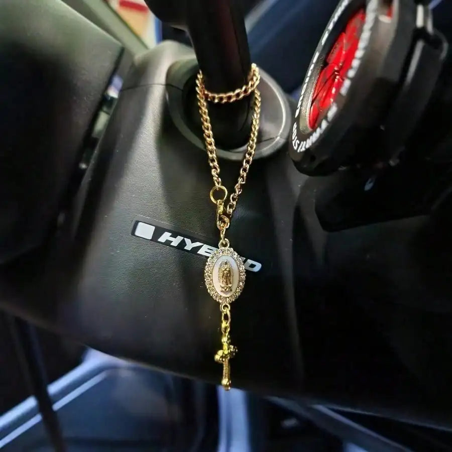 1pc Steering Wheel Decor, 15cm Adjustable Length, Minimalist, Cute, Creative Rosary Bead Car Pendant Accessory, Unique Fashion Car Hanging Decoration
