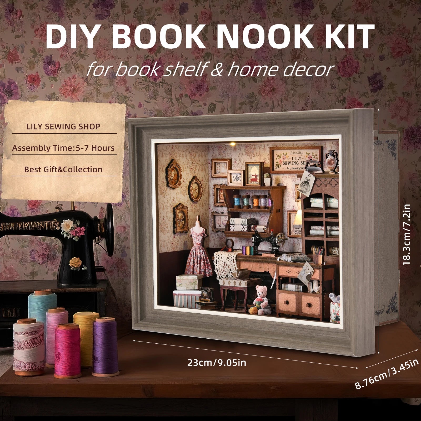 Robotime Book Nook Kit Tailor's Shop DIY Wooden Puzzle Bookshelf Insert Decor Gift for Adults Teens
