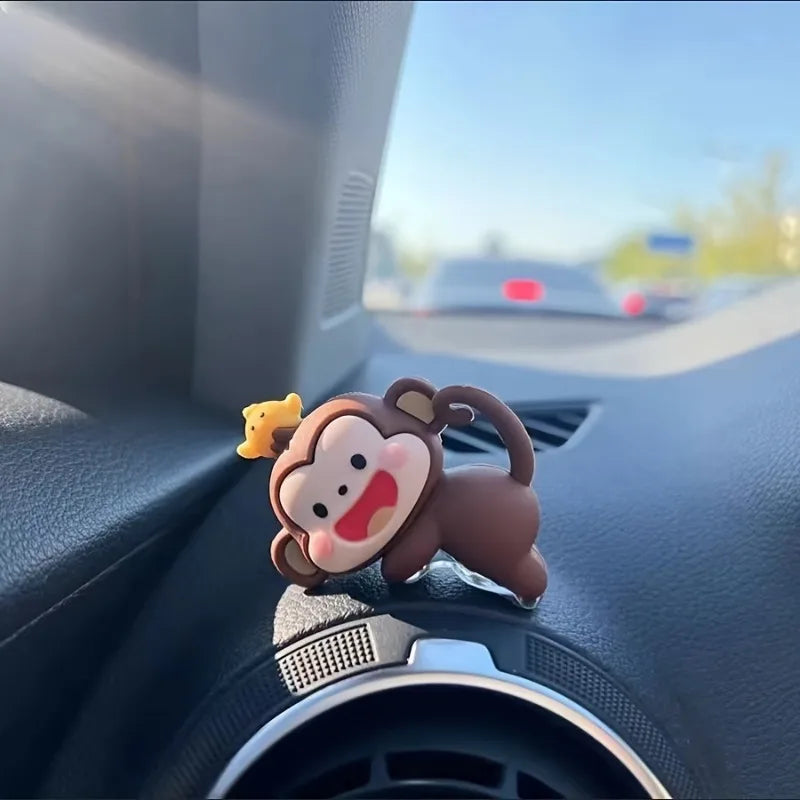 1/2pcs Cute Mini Monkey Car Pendant - PVC material, suitable for rearview mirror and dashboard decoration