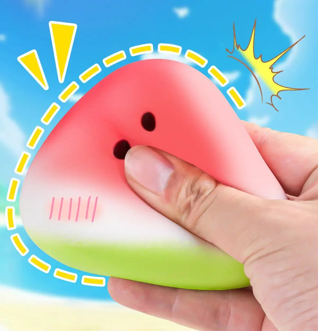 Relaxing Toy Summer Watermelon Slow Rising Squishy Toy, Cute Fruit Shape Stress Relief Decompression Toy for Back to School Season, Soft Squeeze Anxiety Release Gadget for Adults
