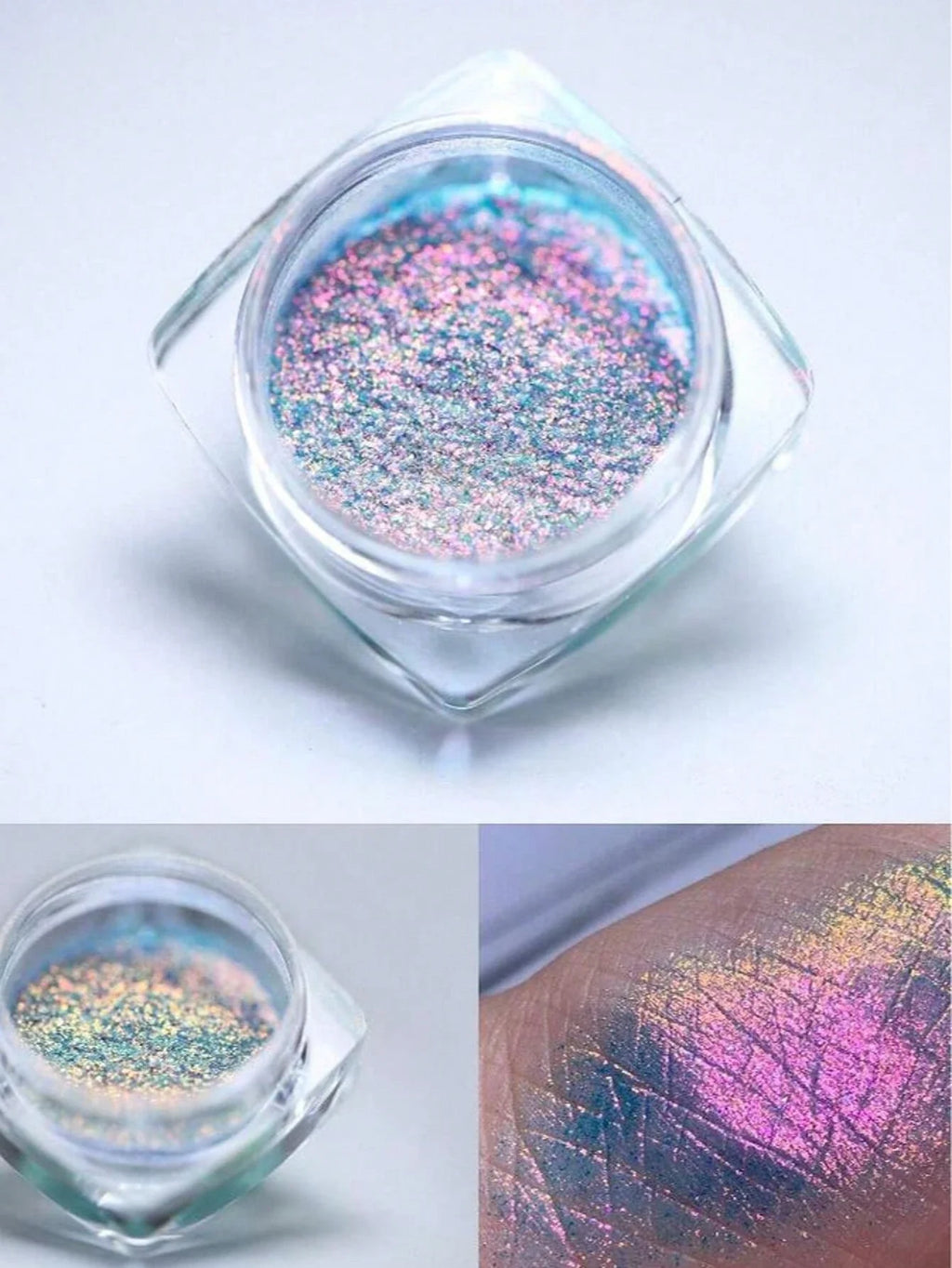 4PCS Iridescent Nail Art Powder Chameleon Glitter Aurora Holographic Neon Sequins Multi-Purpose Decorative Glitter