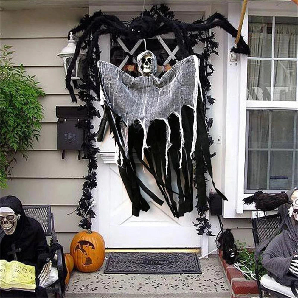 Halloween Decorations – Hanging Skull Ghost or White Spider Web