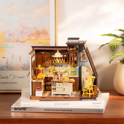 Robotime Rolife Baking Kitchen DIY Miniature Dollhouse Kit DG172 Gift for Women Girls Craft Hobby