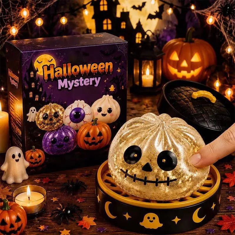 5.5 cm Halloween Dumpling Squishy Toy in Steamer, Slow-Rising Squeeze Toy