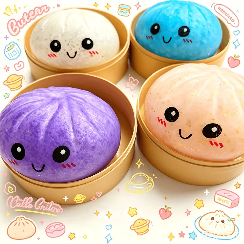 2026 New Style Simulated Super Soft Steamed Bun Gift Cute Squishy Squeeze Desk Decor for Anxiety Relief Fluffy Slow Rebound Squishies Pocket Stress Helper