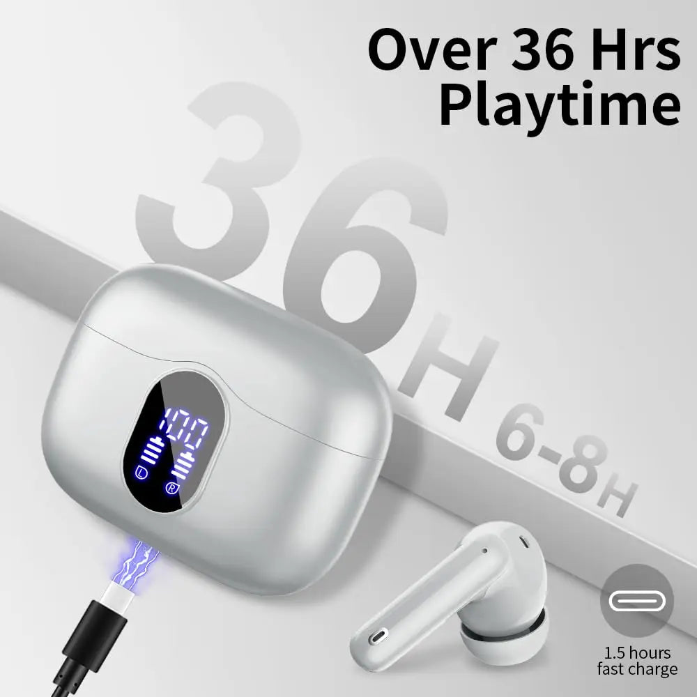Wireless Earbuds Bluetooth 5.3 – 4 ENC Mics, 36H Playtime, LED Display (Kuizil)