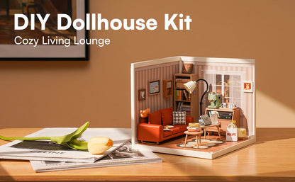 Robotime Rolife Cozy Living Lounge DIY Miniature House Kit 3D Puzzle Building Blocks Gift Adults Kids
