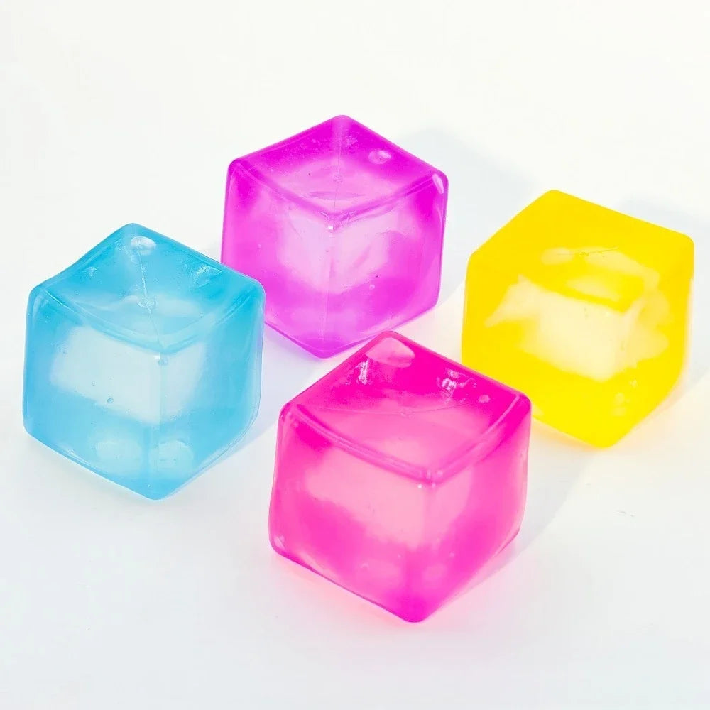 Ice Cube Squishy Fidget Toy Soft Sensory Squeeze 1pc Orange Pink Purple Blue