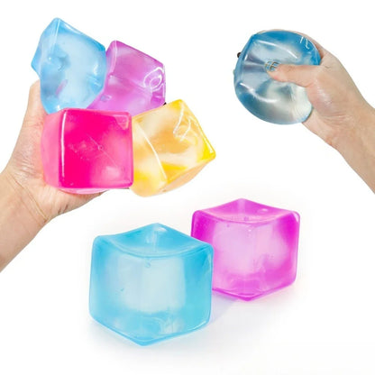 Ice Cube Squishy Fidget Toy Soft Sensory Squeeze 1pc Orange Pink Purple Blue