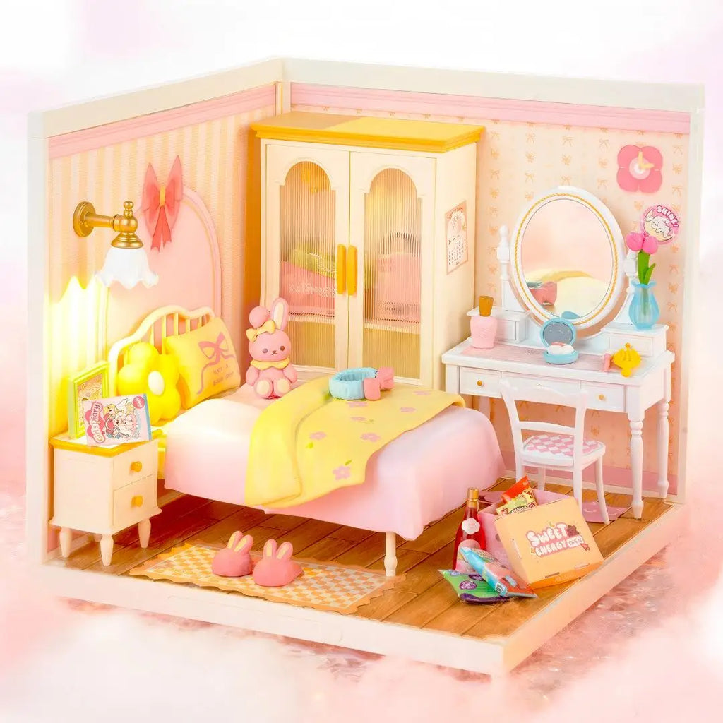 Robotime Rolife 3D Puzzle Lovely Pink Bedroom DIY Miniature House Kit Building Blocks Gift Girls Kids