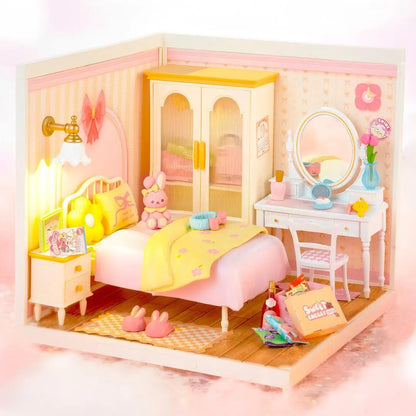 Robotime Rolife 3D Puzzle Lovely Pink Bedroom DIY Miniature House Kit Building Blocks Gift Girls Kids