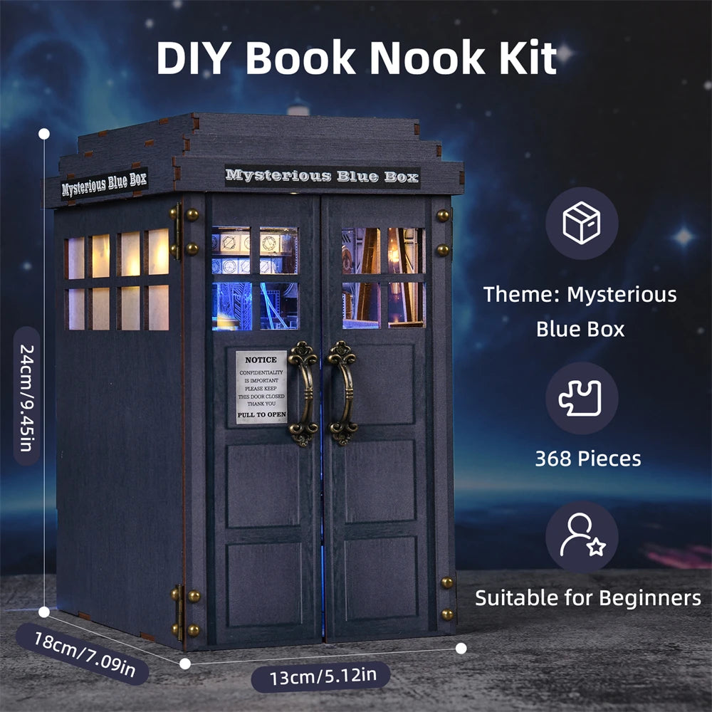 Robotime Book Nook Kit Mysterious Telephone Booth DIY Wooden Puzzle Bookshelf Insert Decor Gift