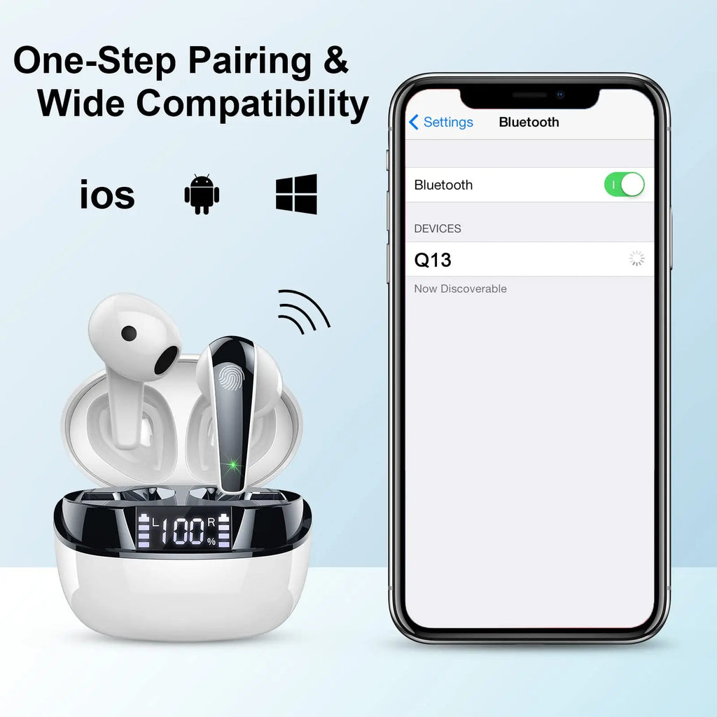 Wireless Earbuds Bluetooth 5.3 – Dual ENC Mic, 35H Playtime, Sport In-Ear (Jxrev)