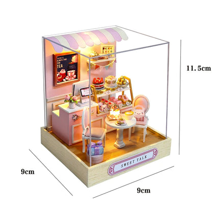 Kitten Mini Dollhouse 3D Puzzle Assembly Kit Creative Bedroom Decor with Furniture Wooden Craft Gift