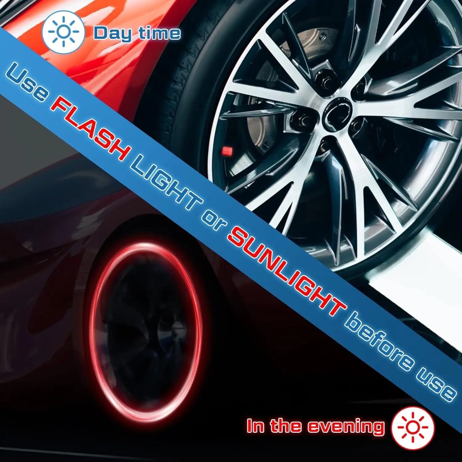 4 luminous tire valve caps, fluorescent valve stem covers, and universal car tire covers are suitable for cars and accessories