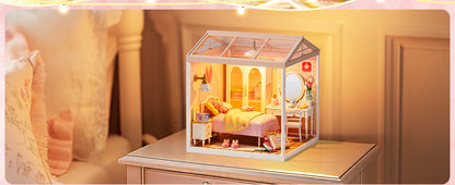 Robotime Rolife 3D Puzzle Lovely Pink Bedroom DIY Miniature House Kit Building Blocks Gift Girls Kids