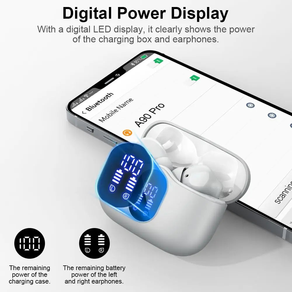 Wireless Earbuds Bluetooth 5.3 – 4 ENC Mics, 36H Playtime, LED Display (Kuizil)