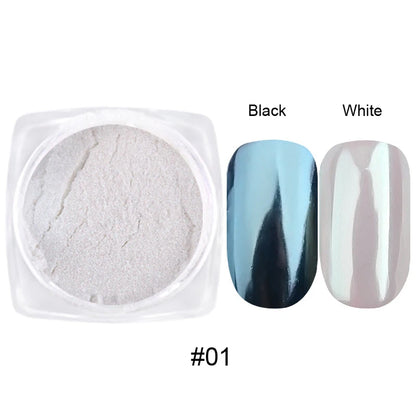 1jar Plating Aurora Chrome Nail Powder High-Gloss Moonlight Mirror Fine Glitter Pigment Aurora Pearl  Rubbing Dust Chrome Nails