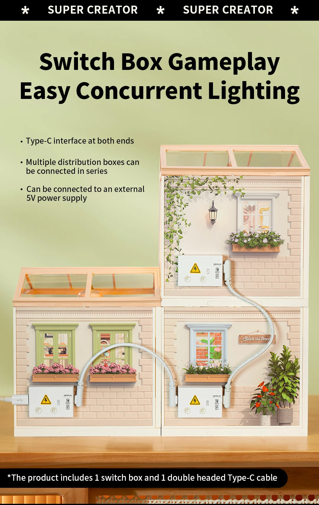 Robotime DIY Miniature Dollhouse Kit Supply Store with LED Lights Birthday Gift Adults Teens