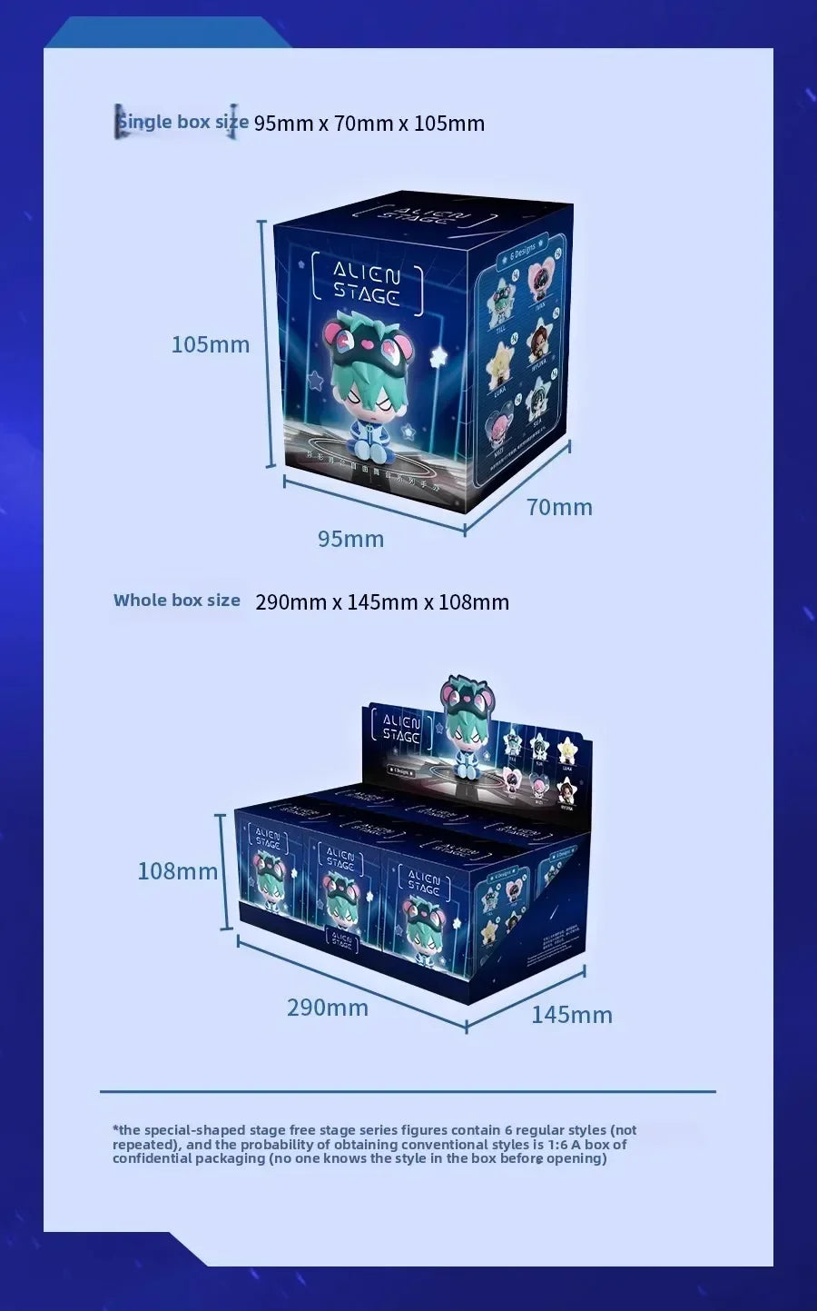 6PCS Blind Box Alien Stage Free Stage Series TILL Two-dimensional Animation Peripherals Collection Model Doll Surprise Gifts Toy