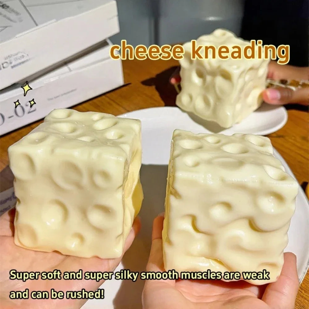 1pcs Squishy Cheese Cube Stress Relief Toy Taba Stress Ball Shapeable Squeeze Ball Non Rebound Sensory Fidget Stress Relief Toy
