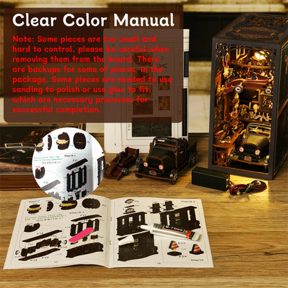 Robotime Book Nook Kit Classic Car F1 DIY Wooden Puzzle Bookshelf Insert Decor Gift Adults Teens